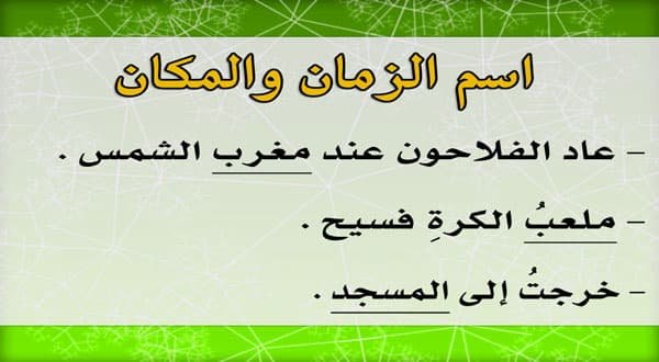 أسماء تدل على مكان حدوث الفعل